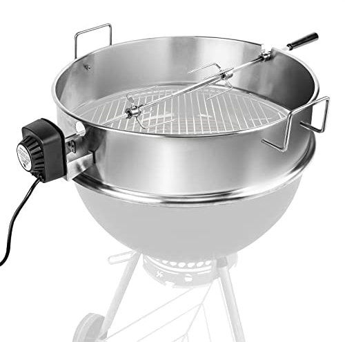 GRISUN Rotisserie Kit for Weber 22 inch Kettle Grills, Upgraded Rotisserie Ring Kit for Weber, Napoleon, Kingsford 22 inch Charcoal Grills, Heavy Duty Stainless Steel, Well-Balanced Construction