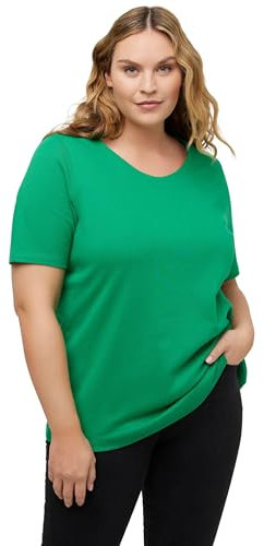 Ulla Popken Damen große Größen Übergrößen Plus Size Shirt, doppellagige Vorderseite, Slim, Rundhals, Halbarm smaragdgrün 58+ 810528459-58+