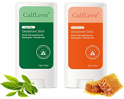 Joyeee Deo Stick Frauen, Intim Deo Damen with Tea Tree and Honey Almond Essential Oil Extract, Lang Anhaltender Schutz für 12 h, Natural Deodorant Birthday Gift for Women, 2 x 15 Gramm