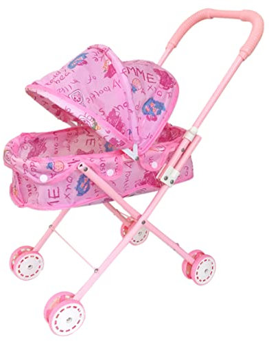 Hemore Puppenwagen, Cartoon Bedruckte Faltbare Puppenwagen mit Motorhaube, Leichter Babypuppen -Kinderwagen für Kinder im Alter von 2+ Geschenk