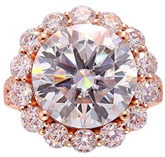 Epinki Echtes Ring Rotgold 585 14K, Eheringe mit Moissanit 5ct, Rundschliff, Rosegold Au585 Partnerringe Solitärring Pärchen Ringe für Damen, Rose Gold, Gr.56