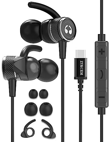 Cuffie USB C per Samsung S25 S24 S22 S23 Ultra S21 S20 fe A33 5g A54 A53 A34, Magnete Metallico Auricolari Type C, Auricolari con Filo USB C per Huawei P30 Pro Google Pixel Oneplus Xiaomi