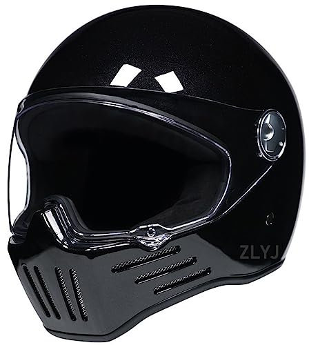 ZLYJ Casco Integrale Vintage Moto Moto Scooter Retro Classico Crash Racing Rally Touring Casco Omologato ECE J,Large