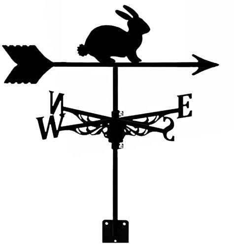 EICOFF Lapin Silhouette Girouette Toit Installer Girouette Anti-Corrosion Peinture en Aérosol Métal Indicateur de Direction du Vent pour Jardin Extérieur Pelouse Patio Ferme Grange Garage Décorer