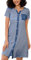 Marvmys Chemises Nuit Femme Coton Manches Courtes Rayure Robe De Nuit Bouton Ouvert Devant Vêtements de Nuit Chemise De Nuit Cardigan Femme Vêtement d'Intérieur Femme Bleu Marine-1 XXL