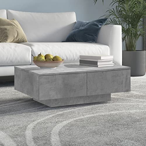 prissent Beistelltisch 90x60x31cm Betongrau Holzwerkstoff Wohnzimmertisch Beistelltisch Outdoor Kleiner Couchtisch Nachtschrank Sofatisch Wohnlandschaft Bücherregal Tisch Wohnzimmer