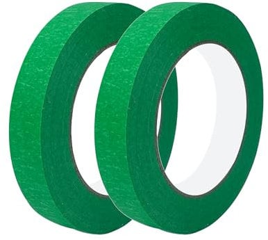 Qrity 2 Roll Masking Tape 15mm x 50m, Green, Adhesive, Professional for Painting, Decorating, DIY, Office, Arts, Crafts