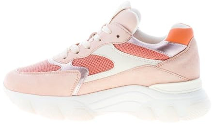Hogan Donna Hyperactive Sneaker in camoscio e Tessuto a Rete Rosa più Bianco e Arancione Color Rosa Size 37