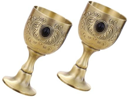 Milisten 2pcs Wine Glass Wine Shot Glass Wine Chalice Medieval Tankard Whiskey Glasses Egyptian Decor Rustic Cocktail Glasses Wedding Goblet Floral Decorations Fashion Metal Alloy