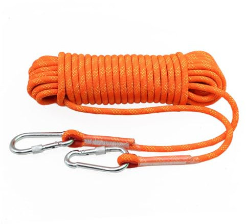 SOUUXIU Cuerda de Escalada de 10 mm para Adultos con Doble Gancho Duradera para Escalada en Roca, Escalada de árboles, Gimnasio y Aventuras al Aire Libre