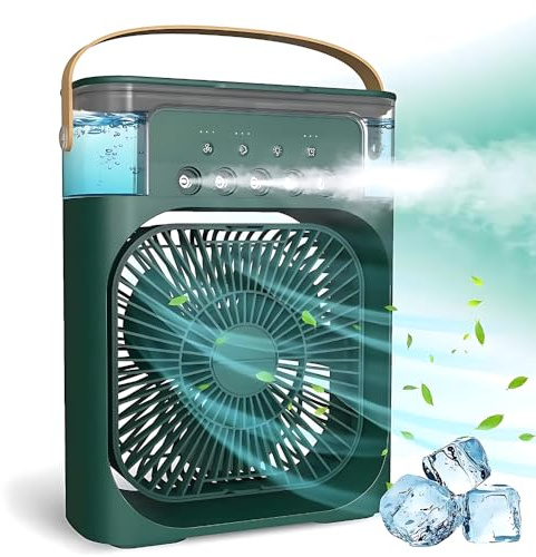 Drumstone (15 YEARS WARRANTY) Personal Air Cooler, Portable Air Conditioner Fan, Mini Evaporative Cooler with 7 Colors LED Light, 1/2/3 H Timer, 3 Wind Speeds and 3 Spray Modes - Assorted Color