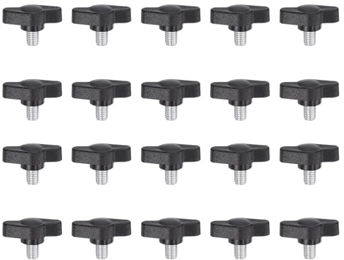 QUARKZMAN 20 Stück Rändelschrauben mit T Flügelknöpfe M6 x 8mm Kunststoff T-Kopf Gewindebolzen Klemmschraube Flügelschraube Haltegriffe 27mm Klemmknopf Daumenschrauben für Maschine, Schwarz