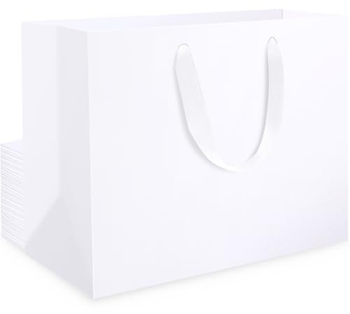 EUSOAR Geschenktüten Weiß Extra Groß -230gsm Papiertüten mit Henkel Weiss -20 stück XL 40x30x15cm Geschenk Tüte Hochzeit Geburtstag - Hochwertige Papiertragetasche - White Gift Bags - Geschenksackerl