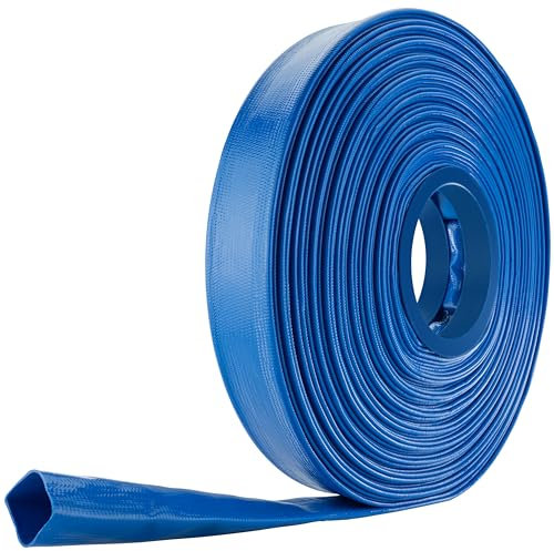 Poppstar Tubo piatto PVC 40m, Ø 38mm (1 1/2 pollice), pressione di esercizio 7 bar, tubo di mandata, blu