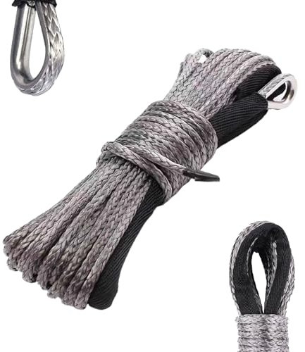 Cuerda del cabrestante sintético 1/4 '' x 49 pies ATV Wincher Rope 8,200 lbs de recuperación de recuperación Tarra de remolque de alta resistencia, cuerda de cabrestante con manga protectora para ATV