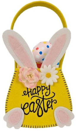 Osterhasenkorb, Osterhasen Tasche, Osterhase zum Befüllen, frühlingshafte Osterdeko und Geschenkidee, Ostertasche Hase Mit Ohren Zum Befüllen für Süßigkeiten & Kinder