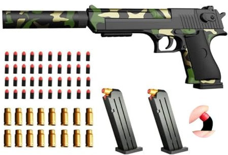Toy gun with soft bullets,Foam Blasters,toy gun with ejectable magazine and bullets-1:1 size toy gun for safety training or play Outdoor Indoor Fun-unique gift