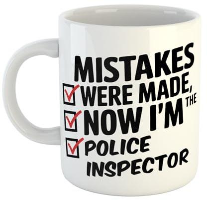 Mistakes were Made – Now I’m The Police Inspector – Novelty Ceramic Mug for Fun Office Vibes & Coffee Breaks