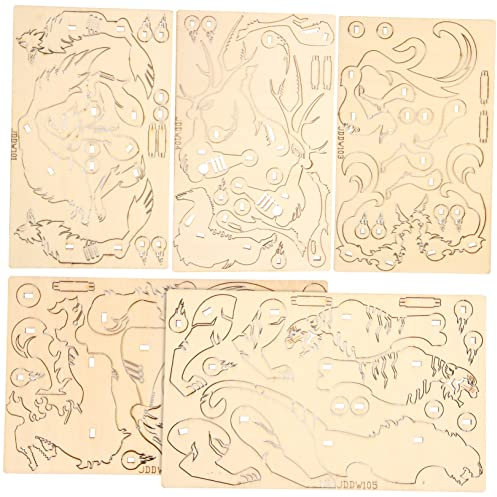 ERINGOGO 5 Stück Holzpuzzle Tiere Bausteine Rätsel Für Mechanische Rätsel Bastelt EIN 3D-Puzzle Hund Spiele Puzzlematte Für Erwachsene 3D-Puzzle Für Hölzern