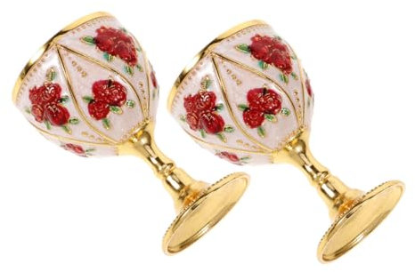 Mikikit 2 Pcs Copa De Licor De Metal Vintage Copa De Vino Pequeña Copa De Té Decorativa Vintage Cazas De Vino Vintage Copa De Vino De Metal Mini Copla