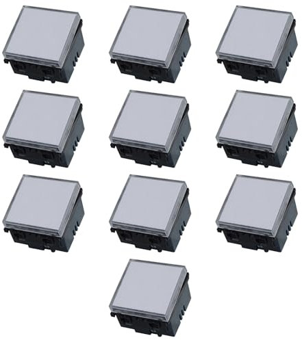 10x Pulsante portanome, 2 moduli, Moduli neri, Compatibile Con Vimar Arke', frutti, interruttori, pulsanti, deviatori, dimmer, sensori, PIR, buzzer, Per Placche originali e compatibili
