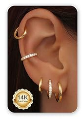 CASSIECA 5 Paar Creolen Silber Gold für Damen Herren Creolen Silber 925 Helix Piercings Knorpel Ohrringe für Mehrere Piercings 8/10/12mm