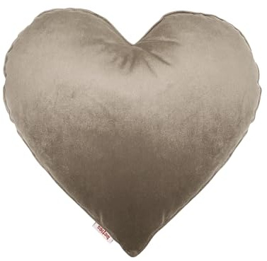 beties Samt&Sonders-Serie Kissen Herz ca. 32x34 cm Deko- Formkissen gefüllt (Taupe)