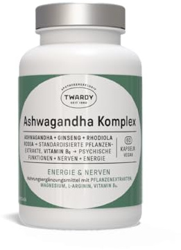 Astrid Twardy Ashwagandha Komplex – Mit Ashwagandha KSM-66®, Pflanzenextrakten, plus Vitamin B6 und Magnesium zur Unterstützung der inneren Balance – vegan, glutenfrei und laktosefrei, 60 Kapseln