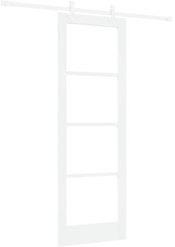 vidaXL Juego de Puerta Deslizante 'Orkdal'Blanco de Madera Maciza de Pino con Hardware Completo para Uso Interior 73.5X211 cm Diseño Moderno para Salas de Estar, Pasillos y Habitaciones Interior de