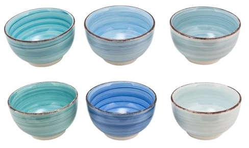 Cookinglife Delice | Bols à Soupe x6 | Céramique | Bols 14 cm | Bols à Céréales | bleu | Lave-vaisselle, Micro-ondes, Four