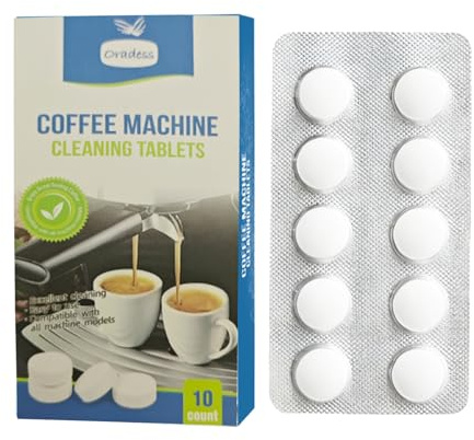10 Piezas Pastillas Limpieza Cafetera, Pastillas Limpiadoras para Cafeteras, Limpiadoras Detrartrantes para Cafeteras Automáticas y de Expreso, Compatibles con Todas las Marcas