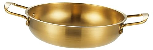 OEBUAFI Dual Loop Handle Frying Pans, Stainless Steel Flat Bottom Skillet, 1350ml Capacity Ideal for Family Cooking (Gold)