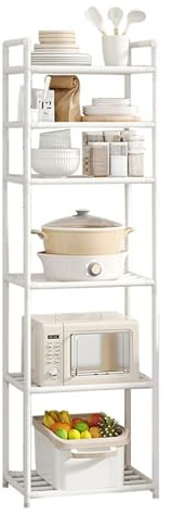 BRDQIMC 6-stöckiges Metallregal – Multifunktionales Regalsystem for Küche, Bad Und Waschküche(White)