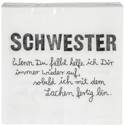 Good old friends Serviette „Schwester“ – Passend zur Familientassen-Serie – Witzige Geschenkidee & Tischdeko