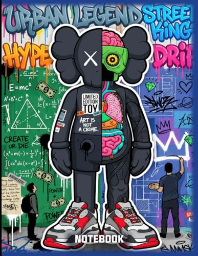 Graffiti Urban Legend Street King KAWS Pop Art Inspired College Ruled Notebook: Street Art Style Notebook For Teens ( 8.5 x 11 inches) Blank Lined Notebook Journal- 120 Pages
