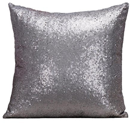 Nunubee Dekorative Pailletten Meerjungfrau Dekokissen Kissenbezüge Glitzern Sofakissen Kissenbezug Deko Kissenhülle 40x40cm, Grau