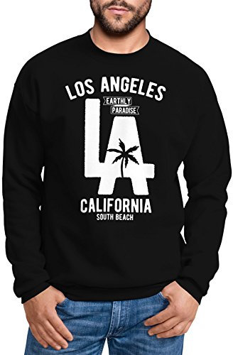 Neverless Sweatshirt Herren Los Angeles California LA Palme Rundhals-Pullover schwarz XXL