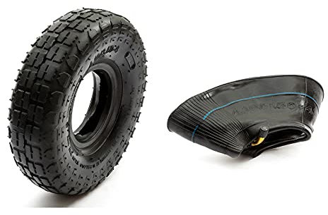 Tyre + Innertube Set Wheelbarrows Knobbly Size 4.10/3.50-4 / 410x4 / 350x4 Inner Tube Tires