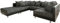 DELIFE Couch Clovis Schwarz mit Hocker Wohnlandschaft Modulsofa