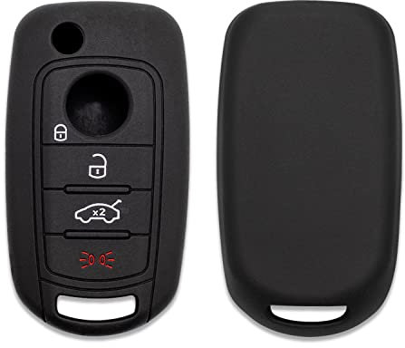 Lage Guscio Cover Chiave in Silicone per Telecomando Auto compatibile con Fiat 4 Tasti (vedere compatibilità nelle foto) 500 500X Tipo – NERO