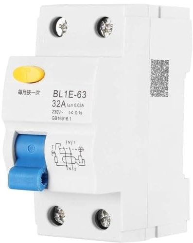 Jadeshay Interruptor automático,Interruptor Diferencial Electric Disyuntor de Corriente Residual Interruptor Protección Interruptor 32A 230V 30mA 1P + N