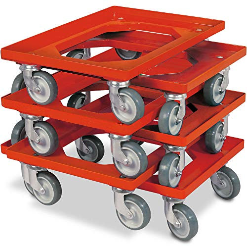 BRB 6X Logistikroller/Transportroller für Kisten 600x400 mm, Tragkraft 250 kg, rot