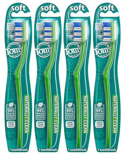 Tom's of Maine Naturally Clean Zahnbürste, weich, 4 Stück