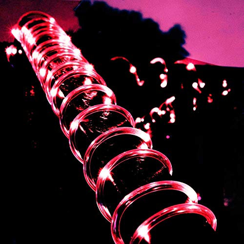 XUNATA LED Solar Lichterschlauch 10M 100 LEDs Lichter IP65 Wasserdicht Schlauchlicht Lichtschlauch für Garten, Weihnachten, Hochzeit, Party (Rot, 10m (100LEDs) + 2m lead cable)