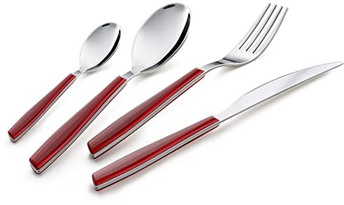 Servizio Set di Posate 24 Pezzi in Acciaio Eme Wave Rosso 73