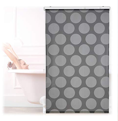 Relaxdays Store de Baignoire, 100x240 cm, Rideau de Douche Hydrofuge, Montage au Plafond & à la fenêtre, Pare-Bain, Gris