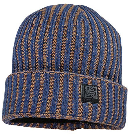 Strickmütze in Jeansblau/Beige mit breitem Umschlag, Fleecebesatz innen von Maximo 944800 (55/57)