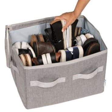 Moteph 12-Paar Schuhorganizer Schrank Aufbewahrungsmöglichkeit mit durchsichtiger Abdeckung & Verstellbaren Trennwänden für Schuhe, Handtaschen, Decken, Bettwäsche und Kleidung (Grau)