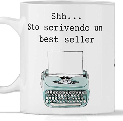 TeeDesign Tazza Scrittore interamente stampata. Adatta per colazione, the, tisana, caffè, cappuccino. Ideale anche come regalo per chi scrive un Romanzo e desidera fare lo Scrittore.