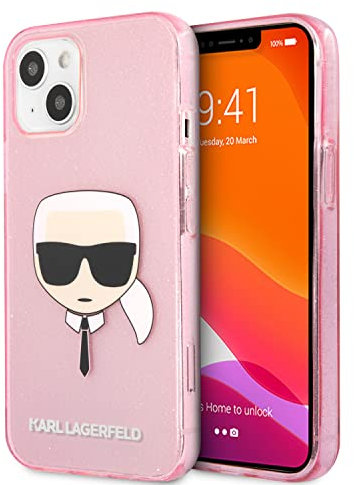 KARL LAGERFELD KLHCP13XKHTUGLP Hülle für iPhone 13 Pro Max 6,7 rosa Glitter Karl`s Head